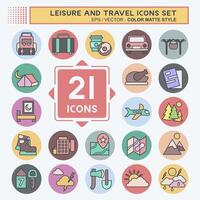 Icon Set Leisure and Travel. related to Holiday symbol. color mate style. simple design illustration. vector