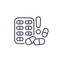 drug abuse line icon with pills vector