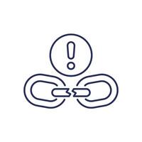 Broken chain link line icon vector