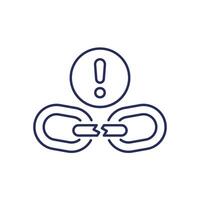 Broken chain link line icon vector