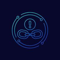 Broken chain link icon, linear design vector