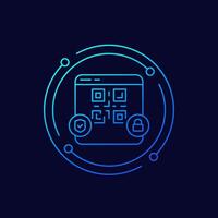 Secure qr code payment icon, linear design vector