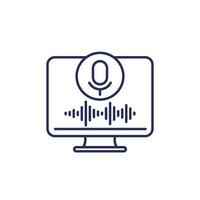 voice recognition line icon on white vector
