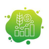 Food prices growth icon with a graph, line vector