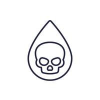 toxin line icon with drop and skull vector