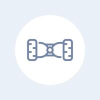 hoverboard line icon isolated on white, vector illustration