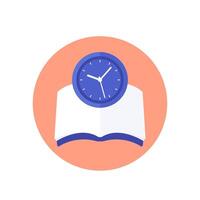 reading time icon with a book, flat vector