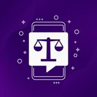 online legal help icon with smart phone vector