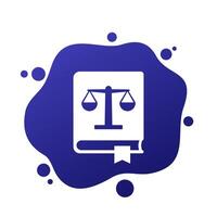 Legal book icon, law education vector