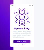 eye tracking mobile banner with line icon vector