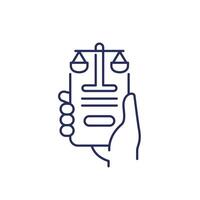 online legal help line icon with a phone in hand vector