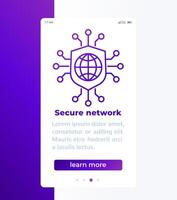 secure network, online security banner design with line icon vector