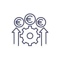 cost effective, financial efficiency line icon with euro vector