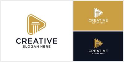 Creative play media law firm logo design template vector
