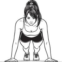 Woman Do Pushups. vector