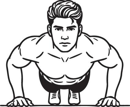 Man Do Pushups. vector