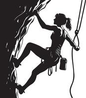 Female Rock Climber Silhouette. vector