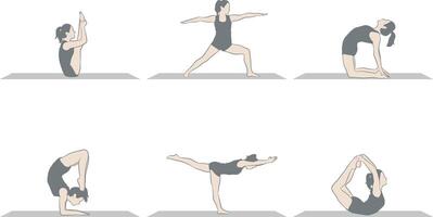 mujer hacer yoga actitud ilustración. vector