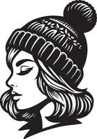 Trendy Woman Wearing Hat Illustration. vector