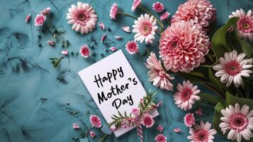 AI generated Flowers with the text Happy Mothers Day photo