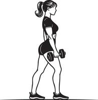 Woman Do Workouts with Dumbbells. vector