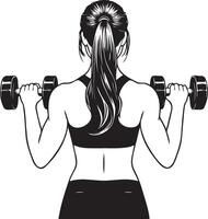 Woman Do Workouts with Dumbbells. vector