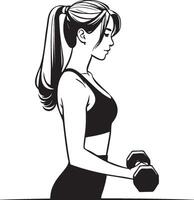 Woman Do Workouts with Dumbbells. vector