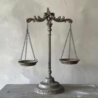 ai generado ornamental escamas de justicia. simbolizando equilibrar y equidad. foto