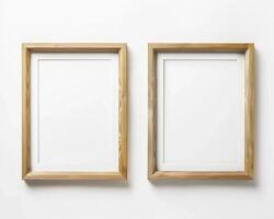 AI generated Minimalist Modern Design. Wooden Frame Mock-up on White Background. photo