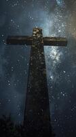 AI generated Cross against star background photo