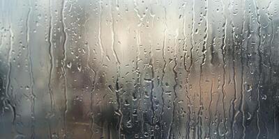 AI generated Raindrops on the window. Selective focus. photo