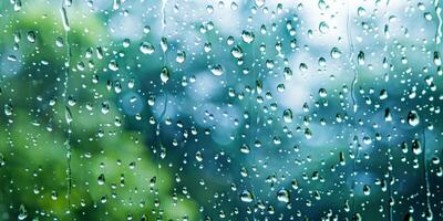 AI generated Raindrops on the window, abstract background photo