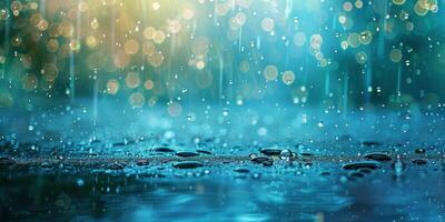 AI generated Rain drops on the window with bokeh background,abstract photo