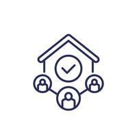 tenants line icon with a house, vector