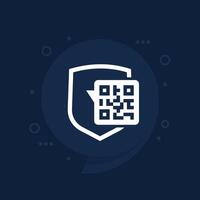 Secure qr code payment icon with shield, vector