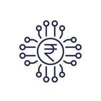 digital rupee icon, eINR line vector