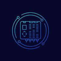 PLC icon, Programmable logic controller linear design vector