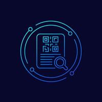 document with qr code icon, linear design vector
