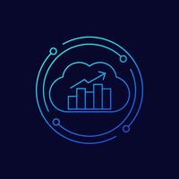 cloud analytics icon, linear design vector