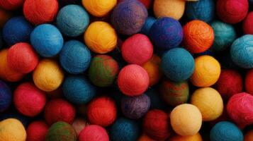 AI generated Vibrant background texture adorned with colorful multicolored felt balls, Ai Generated. photo