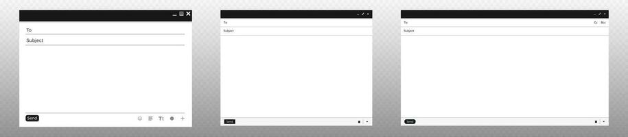 Email mockup send message compose. vector