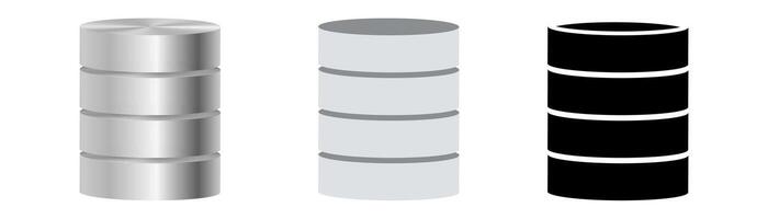 Data base icon. Database flat, 3d and and solid black icon vector