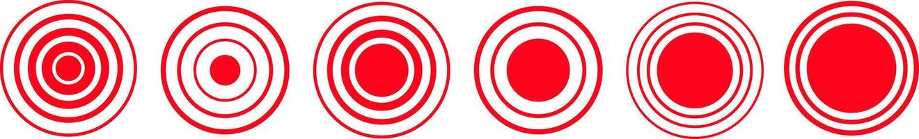 Circle red pulse point. Pain targeting ring vector icon