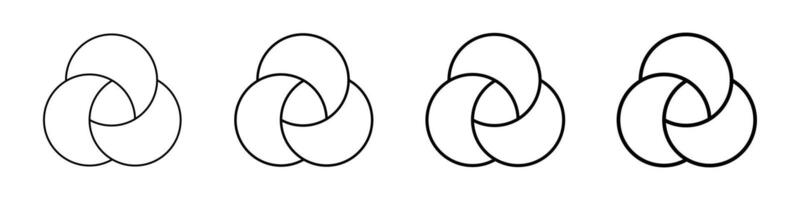 Venn diagram wire frame three overlapping circles chart vector