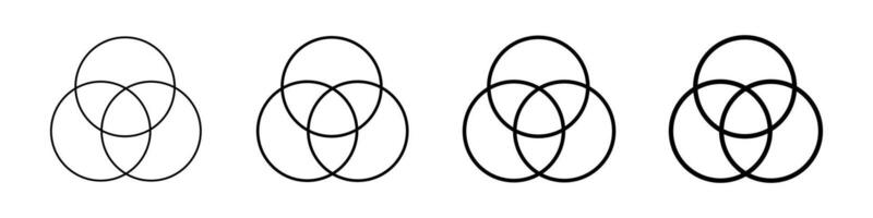 venn diagrama estructura metálica Tres superposición círculos gráfico vector