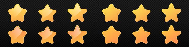 Golden yellow cartoon star set vector