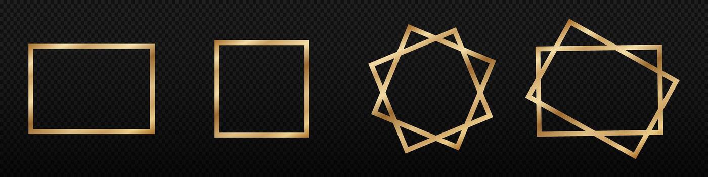 Golden line rectangular and square frame. vector