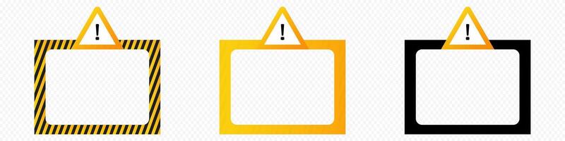 Caution alert frame with warning exclamation triangle vector