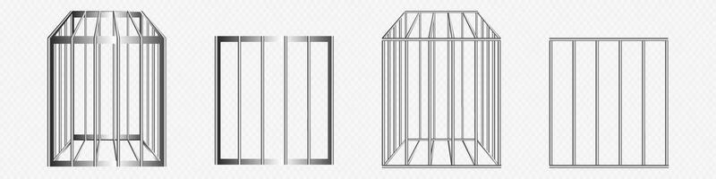 Steel cage 3d vector realistic illustration.