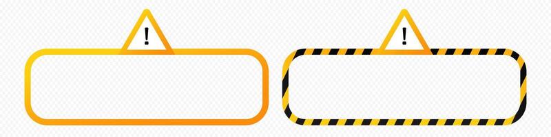 Caution alert constriction frame with warning exclamation vector